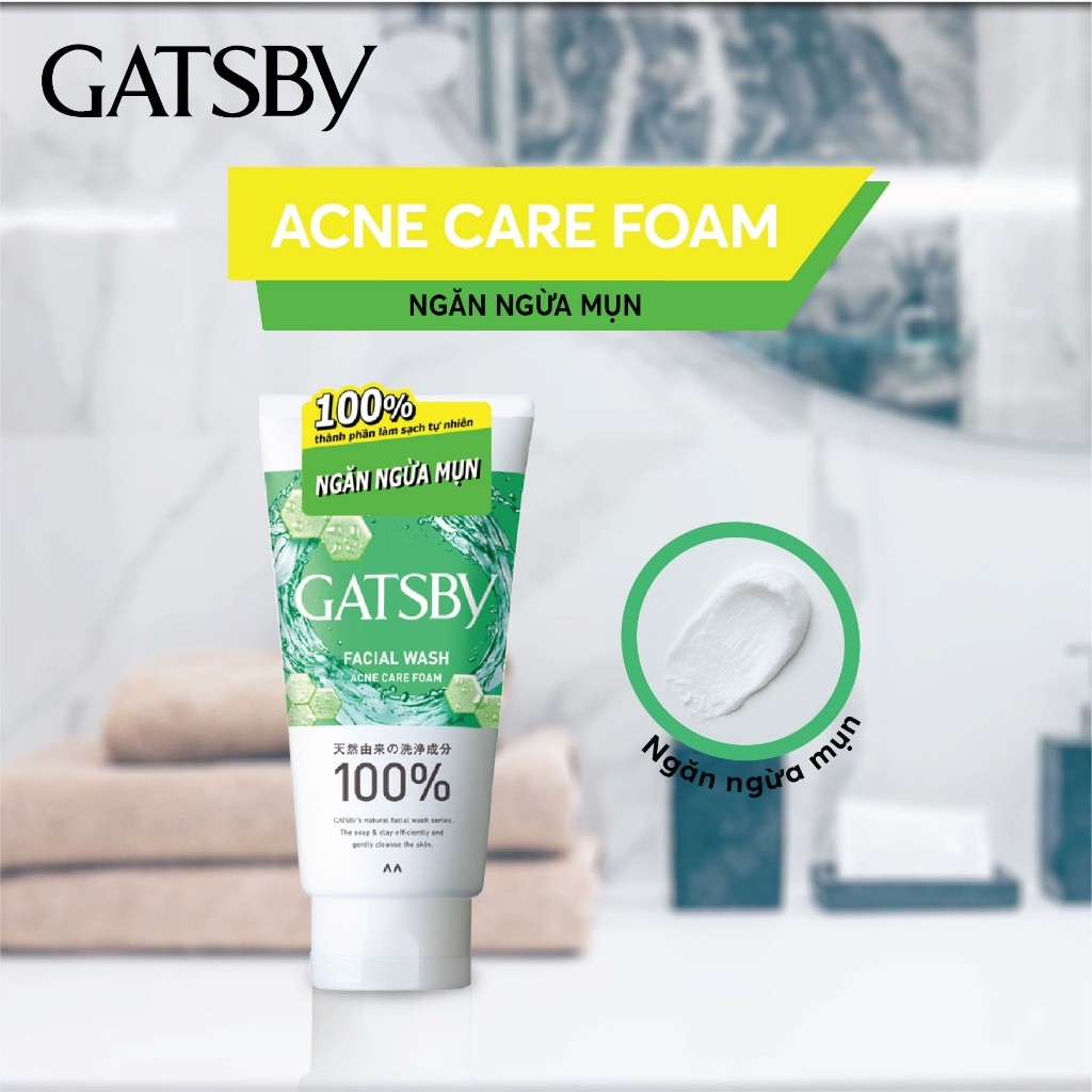 Ảnh Sữa rửa mặt ngăn ngừa mụn GATSBY Facial Wash Acne Care Foam Ap 130g 2