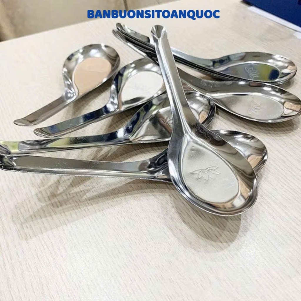 [COMBO 10] Thìa Ăn Phở Inox 304 Hoa Sen - THÌA CÁN DÀY,Muôi Hoa Sen Bền Đẹp,Sang Trọng,Tiện Dụng Cho Mọi Không Gian Bếp