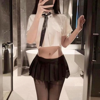 BỘ NGỦ COSPLAY NỮ GỢI CẢM DN85 PHONG CÁCH HỌC SINH – ÁO TRẮNG, CHÂN VÁY XẾP LY, CÀ VẠT NHỎ SIÊU QUYẾN RŨ