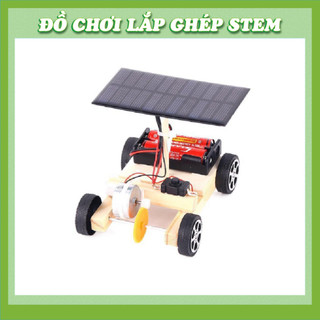 Xe Năng Lượng Mặt Trời có pin AA - Đồ chơi lắp ghép gỗ - Đồ chơi giáo dục STEM STEAM - Học liệu