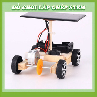 Xe Năng Lượng Mặt Trời có pin AA - Đồ chơi lắp ghép gỗ - Đồ chơi giáo dục STEM STEAM - Học liệu