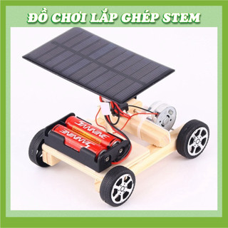Xe Năng Lượng Mặt Trời có pin AA - Đồ chơi lắp ghép gỗ - Đồ chơi giáo dục STEM STEAM - Học liệu