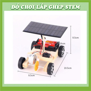 Xe Năng Lượng Mặt Trời có pin AA - Đồ chơi lắp ghép gỗ - Đồ chơi giáo dục STEM STEAM - Học liệu