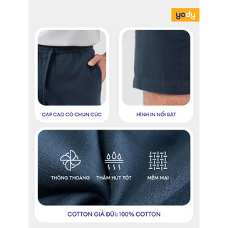 Quần short nam YODY quần đùi chất đũi siêu nhẹ co dãn thấm hút mồ hôi QSM7005 MCCS25S031