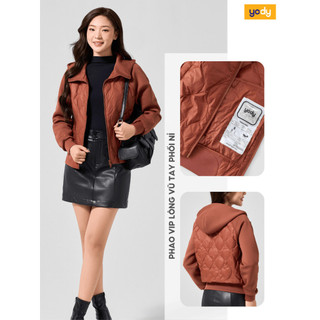 Áo khoác phao VIP nữ YODY phao lông vũ tay Raglan có mũ siêu ấm siêu nhẹ PVN7010