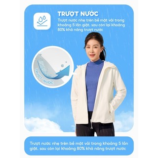 Áo khoác gió nữ 2 lớp YODY trượt nước siêu co giãn 4 chiều thoải mái vải mềm mại AKN7010 WCWC25F045