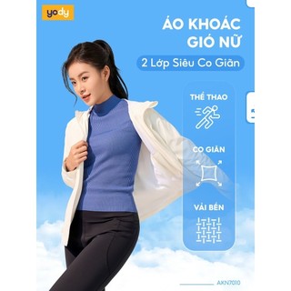 Áo khoác gió nữ 2 lớp YODY trượt nước siêu co giãn 4 chiều thoải mái vải mềm mại AKN7010 WCWC25F045