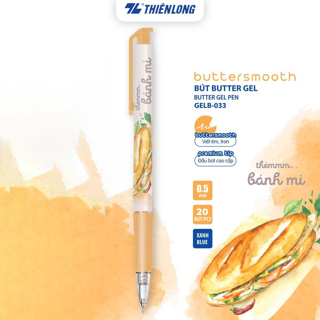 Ảnh Bút gel B - Buttersmooth Gel Thiên Long - Premium Tip viết êm, trơn - Mực Xanh 2