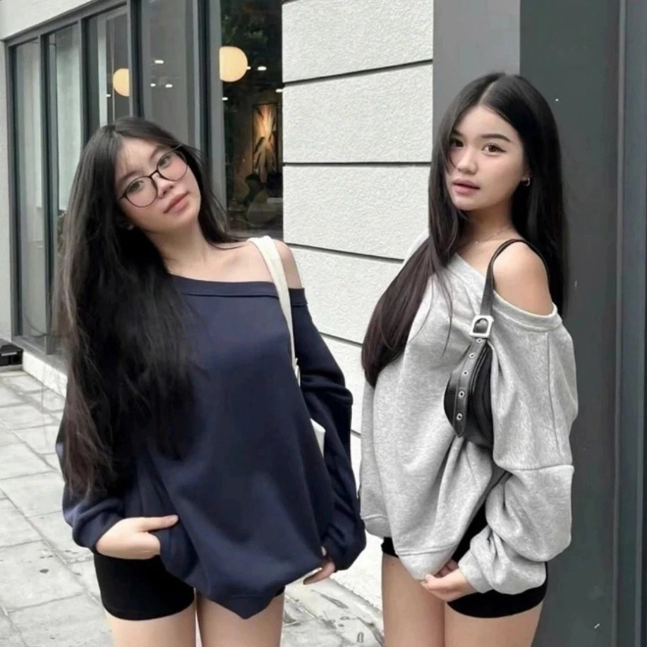 Áo Lệch Vai Nữ Form Rộng, Áo Thun Sweater Trễ Vai Nữ Tay In Số 22 Chất ...