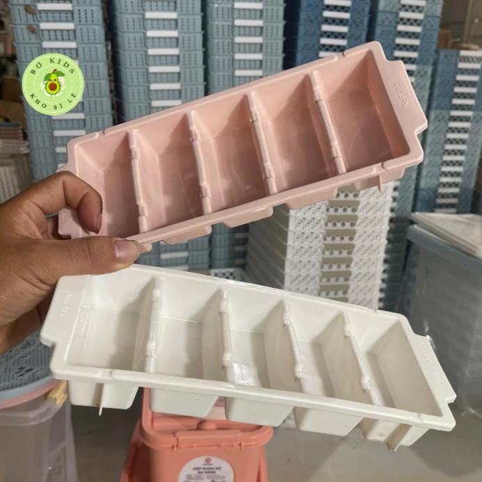 Khay làm đá 5 ô to nhựa Việt Nhật 6965 - Khay đá hình chữ nhật, khay để đồ ăn dặm cho AMIZIN AMIZIN