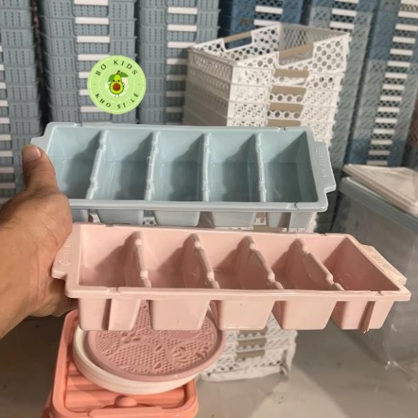 Khay làm đá 5 ô to nhựa Việt Nhật 6965 - Khay đá hình chữ nhật, khay để đồ ăn dặm cho AMIZIN AMIZIN