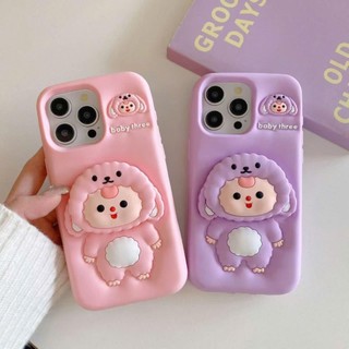 Ốp lưng iphone Baby Three có giá đỡ hot trend Cho 6plus/7plus/x/xs/xsm/11/12/13/14/15/16/pro/max/plus/promax RABBI