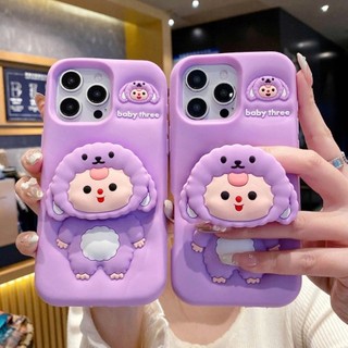 Ốp lưng iphone Baby Three có giá đỡ hot trend Cho 6plus/7plus/x/xs/xsm/11/12/13/14/15/16/pro/max/plus/promax RABBI