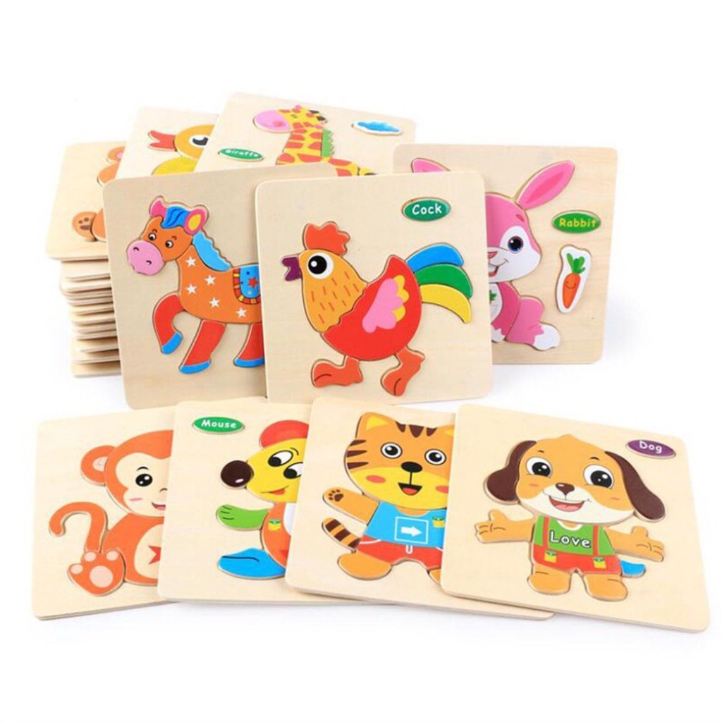 Đồ chơi tranh ghép gỗ 3d nhiều hình ngộ nghĩnh phát triển trí tuệ cho bé 1 2 3 4 tuổi, đồ chơi thông minh