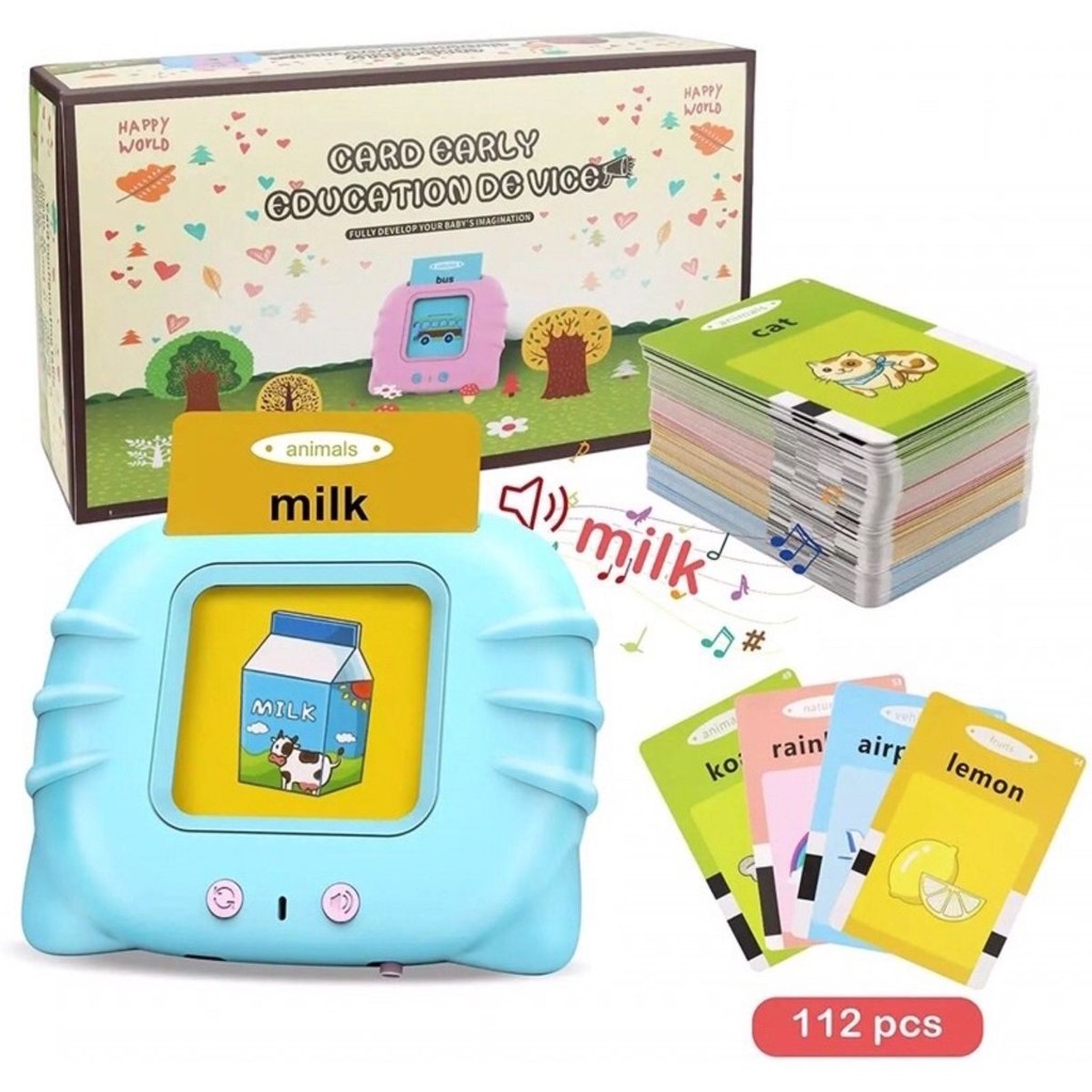 Máy đọc thẻ flashcard từ vựng tiếng anh giáo dục sớm cho bé loại 1 gồm 112 thẻ 224 từ vựng đồ chơi phát triển trí tuệ