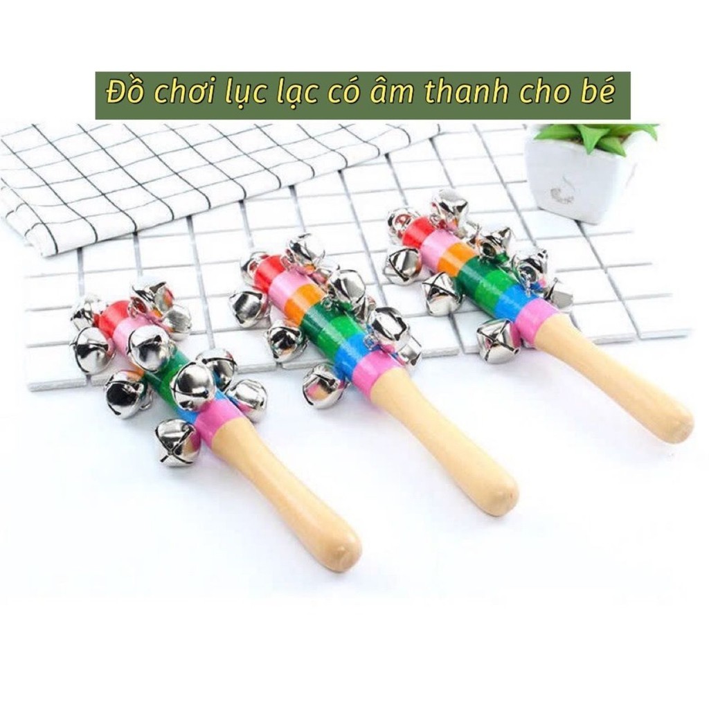 Lục Lạc Gỗ cầu vồng có chuông kêu đồ chơi có âm thanh cho bé