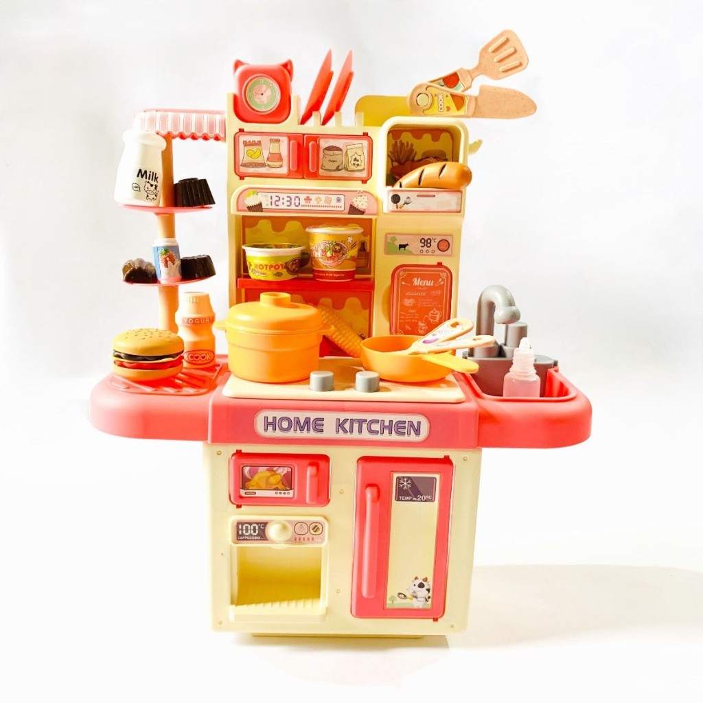 Bộ Đồ Chơi Nhà Bếp Cao 36cm Có Hiệu Ứng Khói Và Vòi Nước Bếp Nấu Ăn Cho Bé