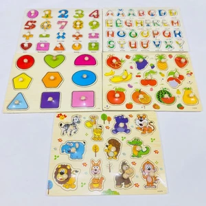 Đồ chơi combo 5-10 bảng núm gỗ cho bé lắp ráp xếp hình rèn luyện sự khéo léo và tư duy