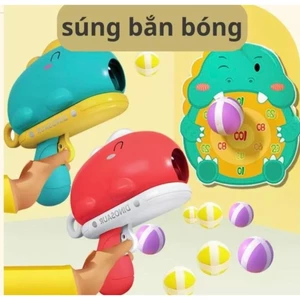 Máy bắn bóng dính máy bắn bóng hình khủng long Tặng kèm bia mục tiêu hình dễ thương và móc treo tường