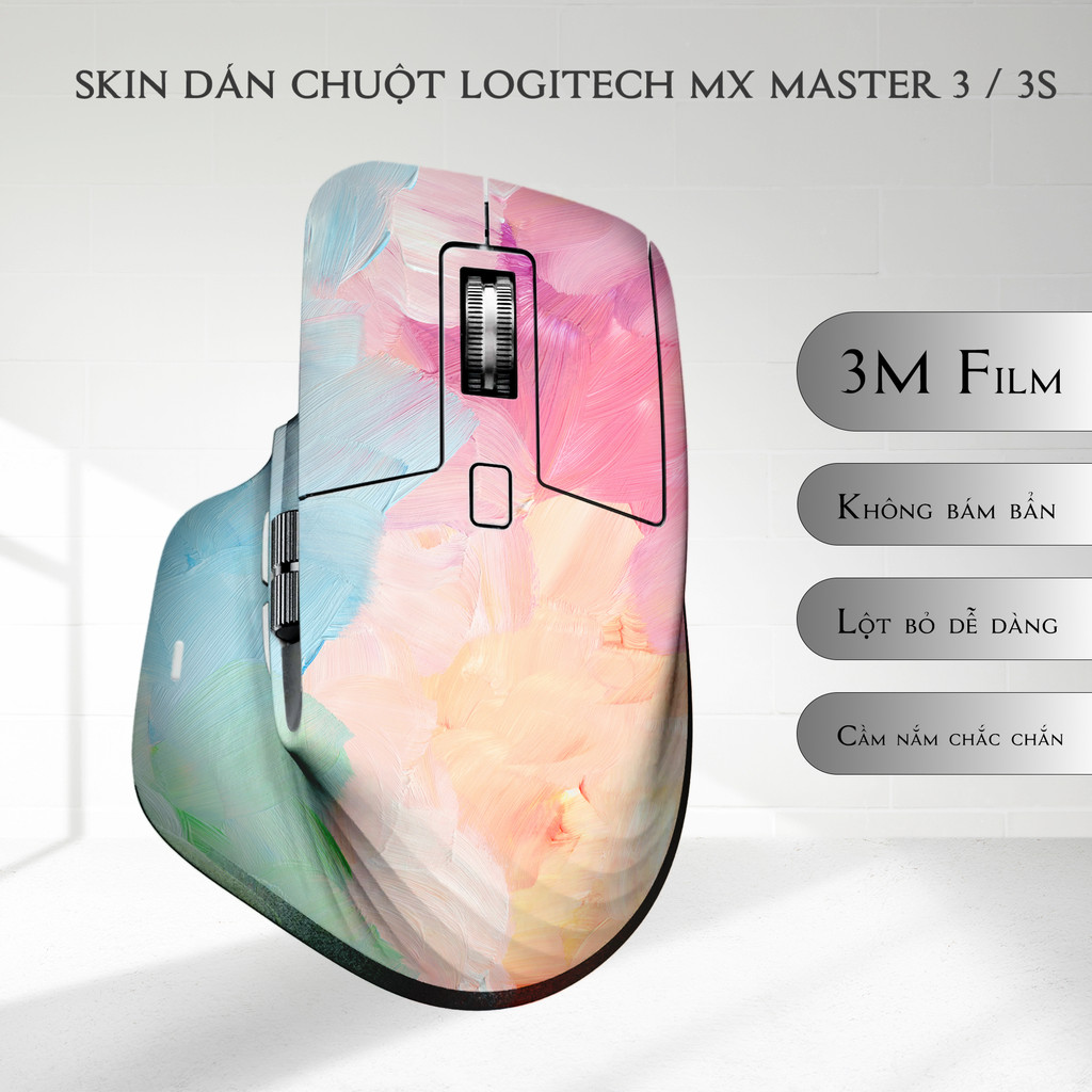 Skin dán chuột Logitech MX Master 3, 3s mẫu Oil paint brush | Film 3M | Custom theo yêu cầu