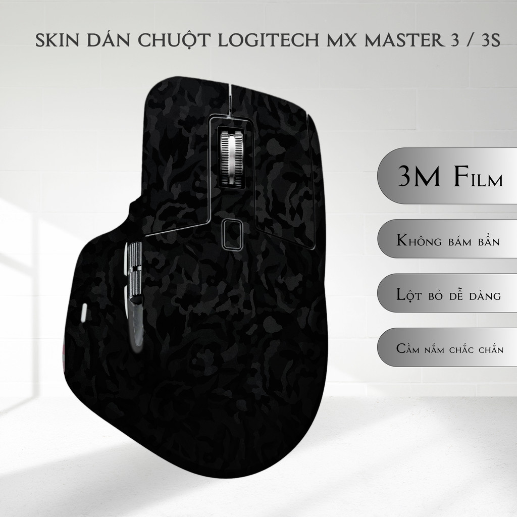 Skin dán chuột Logitech MX Master 3, 3s mẫu Shadow Black | Film 3M | Custom theo yêu cầu