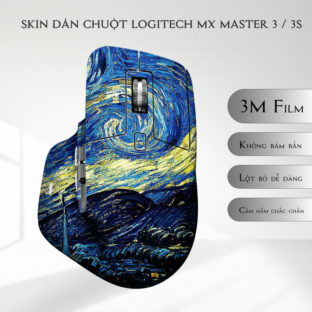 Skin dán chuột Logitech MX Master 2 / 3 / 3s / 4 mẫu trời đầy sao | Miếng dán Film 3M chống trơn trượt in theo yêu cầu