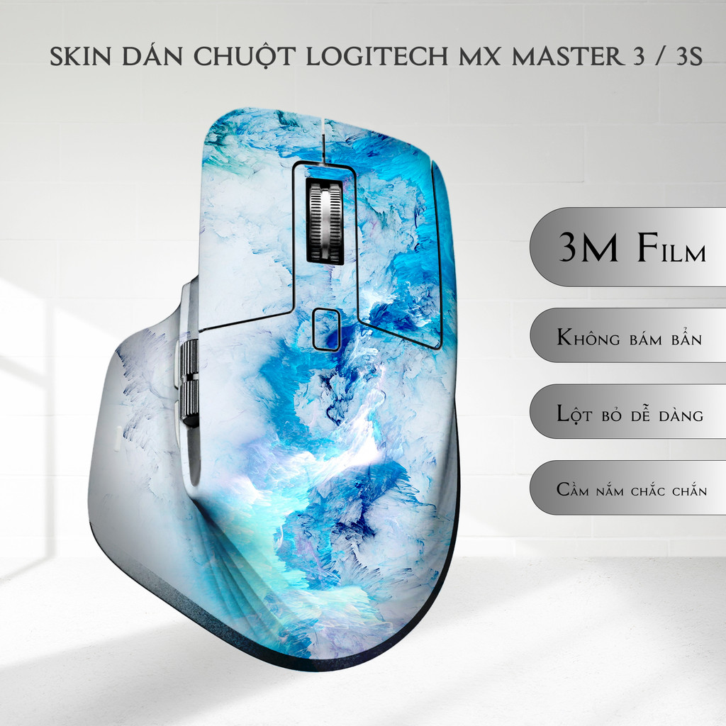 Skin dán chuột Logitech MX Master 3, 3s mẫu vân đá xanh | Film 3M | Custom theo yêu cầu