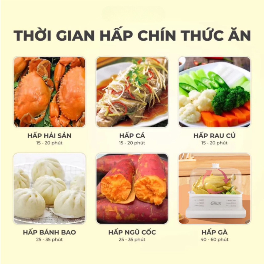 Nồi Hấp Điện Đa Chức Năng 3 Tầng Inox, Gia Dụng Tủ Hấp Công Suất Lớn, Có Hẹn Giờ, BH 12 Tháng U6