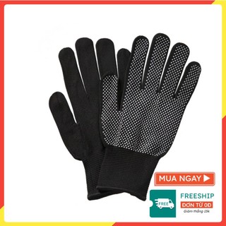 SET 50 ĐÔI Bao Tay Lao Động Màu Đen có Hạt Cao Su Chống Trượt - Găng Tay Dùng Kéo Co Làm Vườn An Toàn OKAMAS