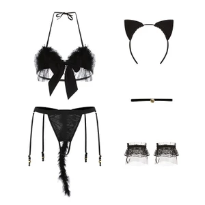 Bộ đồ ngủ Hóa trang phong cách mèo DN11, Thiết kế nội y cosplay sexy, giúp nàng thêm bí ẩn và quyến rũ