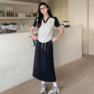 Set thiết kế thun nữ cổ bẻ cộc tay hàng Quảng Châu, set áo và chân váy babytee form vừa tiểu thư nhẹ nhàng, set đồ nữ