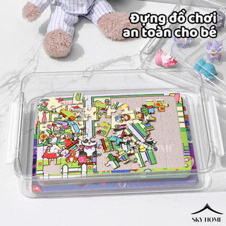 Hộp Nhựa Trong Suốt Đựng Tài Liệu Khổ A4 Hộp Đựng Tài Liệu Có Khóa Nắp Để Bàn Tiện Dụng Life Plus - HD01