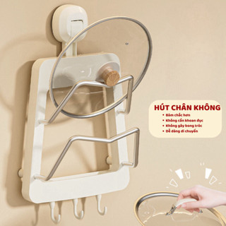 Giá để vung xoong nồi hút chân không bám chắc giá treo nắp nồi kệ để thớt đa năng để thớt Life Plus - GTV03