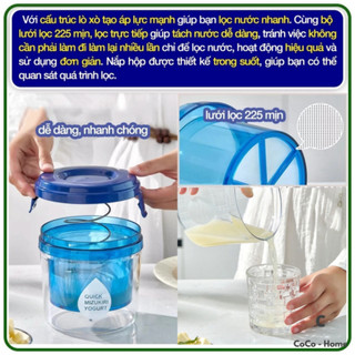 Bộ lọc sữa chua Hy Lạp Achita H25 có lò xo 304 không gỉ tách váng nhanh, cốc làm sữa chua hy lạp Life Plus - BLSC01
