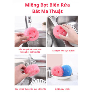 Miếng Bọt Biển Ma Thuật Smiley Face Mềm Dẻo Và Cứng Cáp, Miếng Bọt Biển To Nhanh Khô Hút Xà Phòng Life Plus - BB01