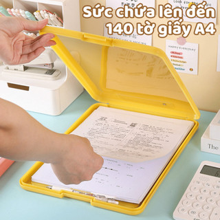 Kẹp Tài Liệu A4 Tích Hợp Hộp Đựng Tài Liệu Có Khóa 4 Màu Nhựa PP Chống Thấm Nước Tiện Dụng Life Plus - KTL01