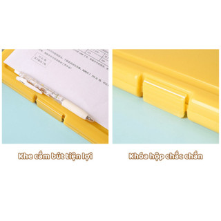 Kẹp Tài Liệu A4 Tích Hợp Hộp Đựng Tài Liệu Có Khóa 4 Màu Nhựa PP Chống Thấm Nước Tiện Dụng Life Plus - KTL01