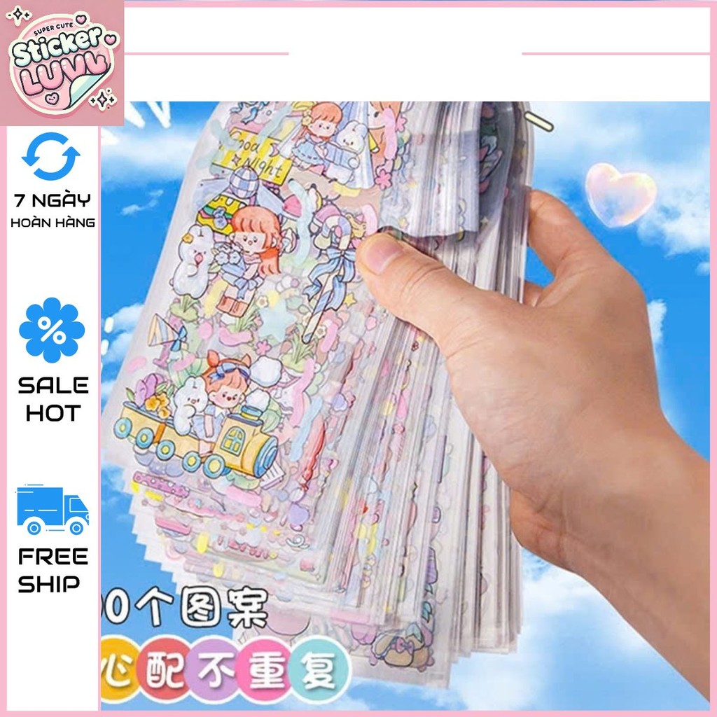 Sticker Dài Chủ Đề Cô Gái Cute – Nhãn Dán Trang Trí Sổ DIY kích thước ...