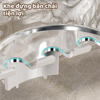 Kệ Để Bàn Chải Đánh Răng Hút Tường Kèm 4 Cốc Tiện Lợi, Kệ Để Đồ Đa Năng Trong Suốt Chịu Lực Tốt Life Plus - KDR04