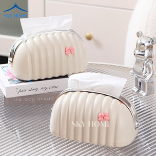 Hộp Đựng Khăn Giấy Để Bàn Hình Vỏ Sò, Hộp Đựng Giấy Ăn Cute Cứng Cáp, Tích Hợp Lò Xò Thông Minh HG01 - Life Plus