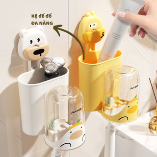 Kệ Để Bàn Chải Đánh Răng Hút Tường Hình Vịt Gấu Dễ Thương, Giá Để Bàn Chải Đánh Răng Tái Sử Dụng Life Plus - KDR05