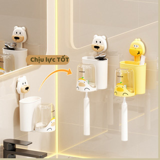 Kệ Để Bàn Chải Đánh Răng Hút Tường Hình Vịt Gấu Dễ Thương, Giá Để Bàn Chải Đánh Răng Tái Sử Dụng Life Plus - KDR05