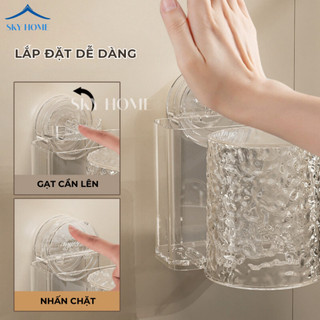 Kệ Để Bàn Chải Đánh Răng Có Cốc Hút, Giá Để Đồ Nhà Tắm Kèm Cốc Đánh Răng Chịu Lực Tốt, Có Lỗ Thoát Nước Life Plus KDR01