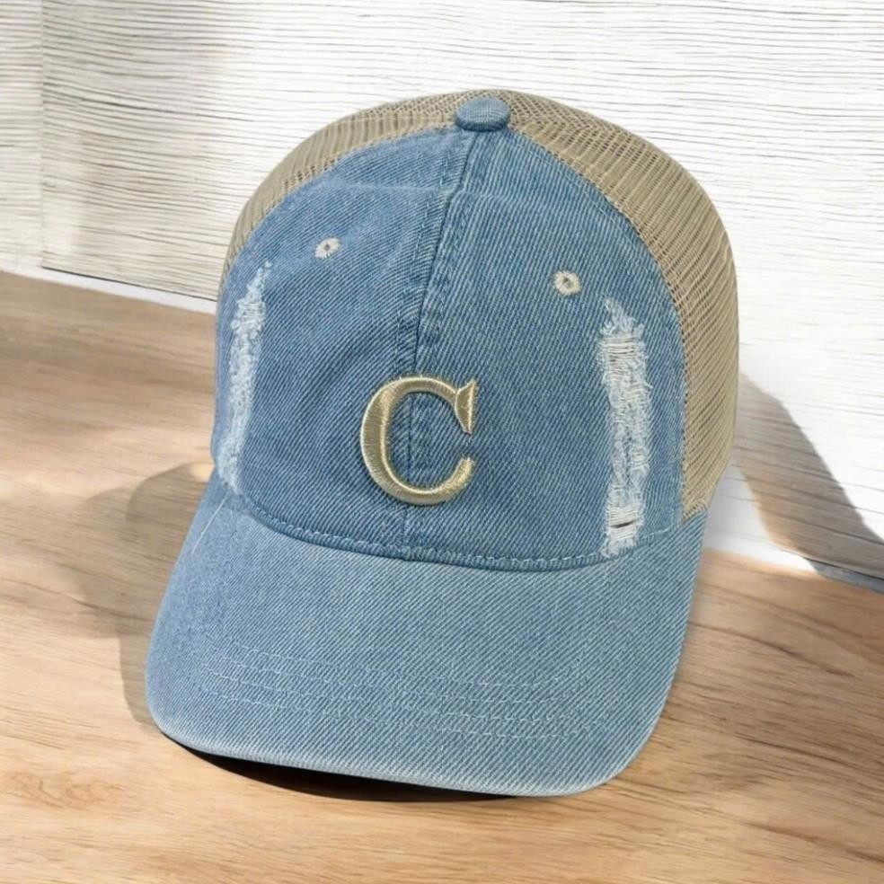 (Hàng VNXK) Nón kết, mũ lưỡi trai thêu Chữ A theo tên vải jeans phối lưới form chuẩn (Ảnh thật)