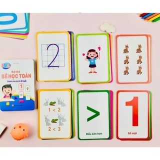 [Chuẩn NXB] Sách - 2 bộ thẻ bé học toán - Bộ thẻ chữ cái và chữ ghép - Dành cho trẻ 4-6 tuổi - Khổ lớn 10x15cm