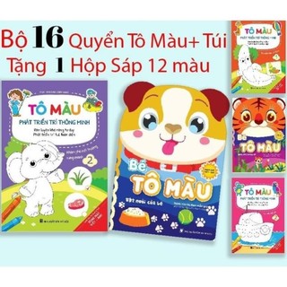 [Chuẩn NXB] Sách - Bộ 16 quyển tập tô màu dành cho bé mẫu giáo mầm non song ngữ Anh Việt từ 3-5 tuổi