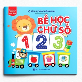 [Chuẩn NXB] Sách - Tự xóa thông minh - Bộ 4 cuốn - Bé học chữ số, chữ cái, nét bút,, hình khối và màu sắc (tặng kèm bút)