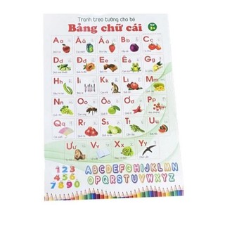 [Chuẩn NXB] Sách - Tranh treo tường cho bé 14 chủ đề song ngữ Anh Việt (kích thước 41x60cm)