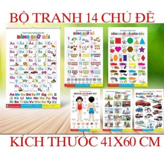 [Chuẩn NXB] Sách - Tranh treo tường cho bé 14 chủ đề song ngữ Anh Việt (kích thước 41x60cm)