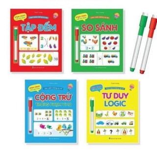 [Chuẩn NXB] Sách - Làm toán không sợ sai Wipe Clean viết xóa được kèm 2 bút (bộ 4 quyển)